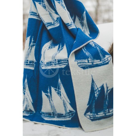 Wool blanket ,,Burlaiviai" blue